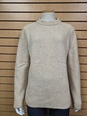 Vince Wool Cashmere Ribbed Sweater Beige Size L